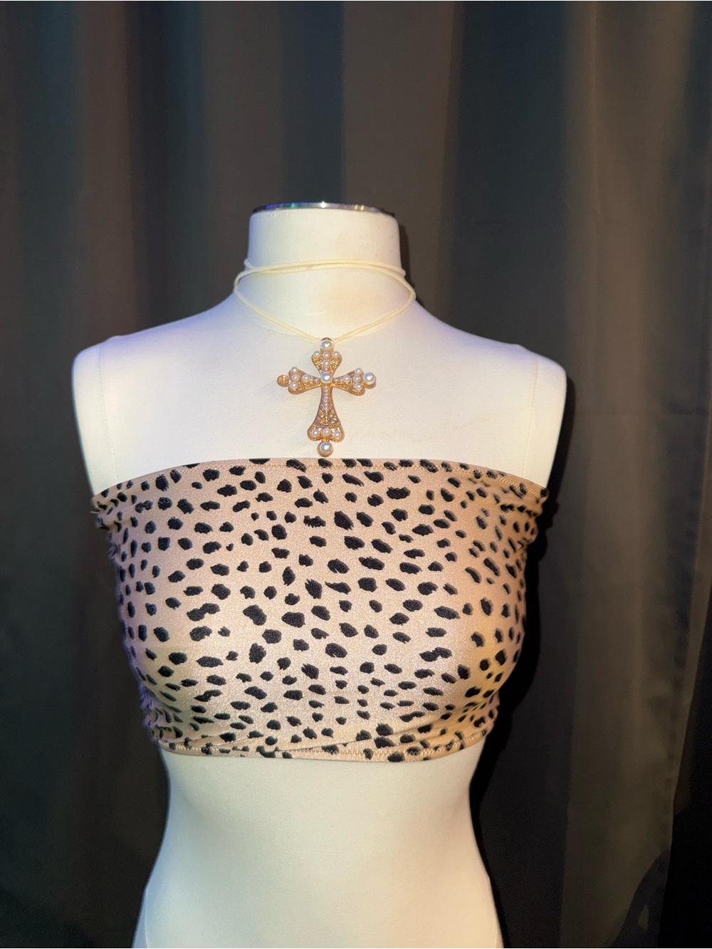Leopard Print Strapless tube bando swim bathing suit top